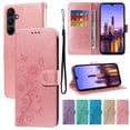 thumbnail image 1 of Dteck for Samsung Galaxy A16 5G Case Wallet with Card Holder Slots Wrist Strap, TPU Interior Protective Phone Cover Stand Embossed PU Leather Folio Flip Case for Galaxy A16 5G,Pink, 1 of 5