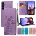 thumbnail image 1 of Dteck for Samsung Galaxy A16 5G Case Wallet with Card Holder Slots Wrist Strap, TPU Interior Protective Phone Cover Stand Embossed PU Leather Folio Flip Case for Galaxy A16 5G,Purple, 1 of 5