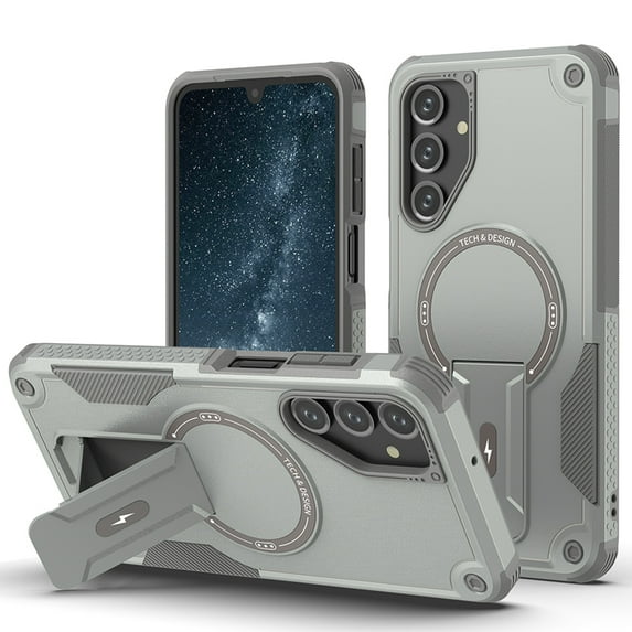 Dteck for Samsung Galaxy A16 5G Phone Case with Built-in Kickstand, for Galaxy A16 Magnetic Case Compatible with MagSafe, Heavy Duty Protection Shockproof Case for Samsung A16 5G,Gray