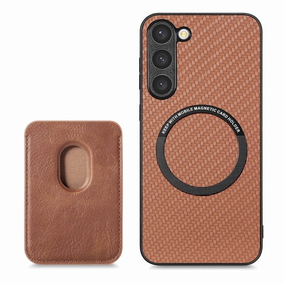 Dteck for Samsung Galaxy A16 5G Wallet Case with Detachable Card Holder Magnetic Slim Fiber Pattern Protection Fashion Protective Cover for Women Man, Brown
