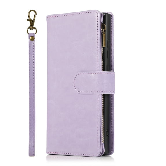 Dteck for Samsung Galaxy A16 5G Wallet Case, PU Leather Phone Case Women Men Kickstand Flip Cover Wrist Strap Zipper Pocket 9-Credit Card Slots,Lavender