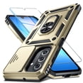 thumbnail image 1 of Dteck for Samsung Galaxy A17 5G / A26 5G Case with Camera Cover Sliding + Screen Protector + Finger Ring Holder Kickstand, Shockproof Full Body Protective Phone Cover,Gold, 1 of 7