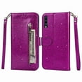thumbnail image 1 of Dteck For Samsung Galaxy A20 /A30, Bling Wallet Case for Women, 3 Card Holder Folio Flip Glitter Pu Leather Folding Stand Magnetic Purse Case with Strap Zipper Coin Change Money Pocket , Purple, 1 of 7