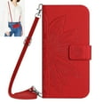 thumbnail image 1 of Dteck for Samsung Galaxy A20e Case, Crossbody Wallet Phone Case Embossed Flower PU Leather with Card Holder, Magnetic Closure Flip Folio Case with Lanyard,Red, 1 of 8