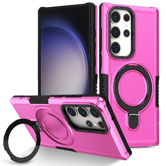 Dteck for Samsung Galaxy A20s Case with Invisible Built in Stand & Ring Holder,Military Grade Drop Protection Shockproof Hybrid Case for Samsung Galaxy A20s,Pink