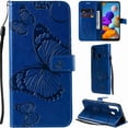 thumbnail image 1 of Dteck Samsung Galaxy A21 6.5 inch 2020 Case 3D Butterfly Pattern Premium PU Leather Flip Cover Wallet Kickstand Magnetic Closure Credit Card Slots Holder Wrist Strap for Samsung Galaxy A21, blue, 1 of 1