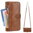 thumbnail image 1 of Dteck for Samsung Galaxy A23 4G Crossbody Phone Case,Shockproof Luxury Leather Magnetic Closure Flip Kickstand Card Pocket Zipper Wallet Protective Cover,Brown, 1 of 12