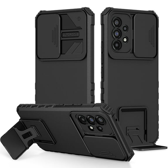 Dteck for Samsung Galaxy A23 5G Case with Stand Foldable Kickstand and Camera Cover, Slim Fit Hybrid Shockproof Rugged Case for Samsung Galaxy A23,Black