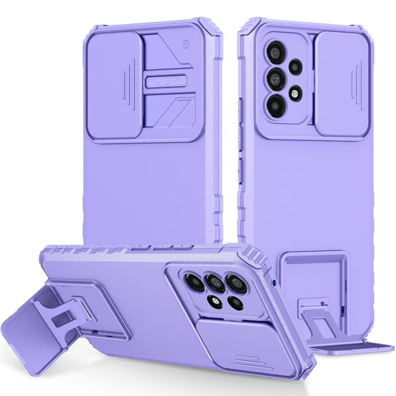 Dteck for Samsung Galaxy A23 5G Case with Stand Foldable Kickstand and Camera Cover, Slim Fit Hybrid Shockproof Rugged Case for Samsung Galaxy A23,Purple