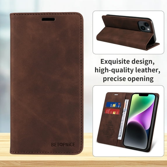 Dteck for Samsung Galaxy A24 4G Wallet Case with RFID Blocking, PU Leather Flip Folio Card Holders RFID Blocking Kickstand Shockproof TPU Inner Shell Phone Cover for Women Men, brown