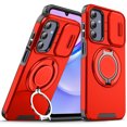 thumbnail image 1 of Dteck for Samsung Galaxy A25 5G Case with Camera Cover Sliding, Compatible with MagSafe Wireless Charing & Magnetic Car Mount, Rotating Kickstand Shockproof Cover Rugged Case for Galaxy A25,Red, 1 of 9