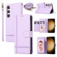 thumbnail image 1 of Dteck for Samsung Galaxy A25 5G Case with Shoulder/Wrist Strap,Magnetic Leather Case Card Slots Wallet with Mirror Shockproof TPU Kickstand Cover for Galaxy A25 5G,Purple, 1 of 8