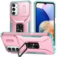 thumbnail image 1 of Dteck for Samsung Galaxy A25 5G Case with Slide Camera Cover,Magnetic Rotated Kickstand Rubber Case Hard PC Camera Protection Military Grade Shockproof Heavy Duty Protective Cover,Pink/Mint, 1 of 8