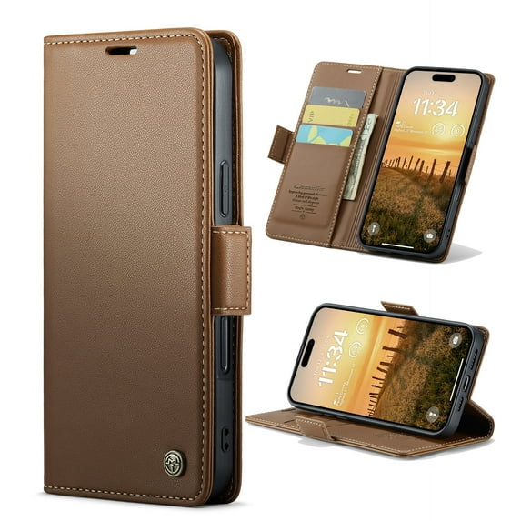 Dteck for Samsung Galaxy A25 Wallet Case with RFID Blocking Credit Card Holder, PU Leather Folio Flip Kickstand Protective Shockproof Cover Women Men for Samsung Galaxy A25 5G,Brown