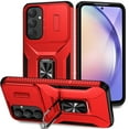 thumbnail image 1 of Dteck for Samsung Galaxy A26 5G Case with Slide Camera Lens Cover + Finger Ring Holder Kickstand,Heavy Duty Shockproof Rugged Protective Phone Cover for Samsung A26 5G 2025,Red, 1 of 8