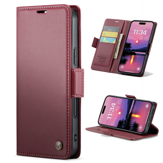 Dteck for Samsung Galaxy A26 5G Wallet Case with RFID Blocking Credit Card Holder, PU Leather Folio Flip Kickstand Protective Shockproof Cover Women Men for Samsung Galaxy A26 5G,Wine