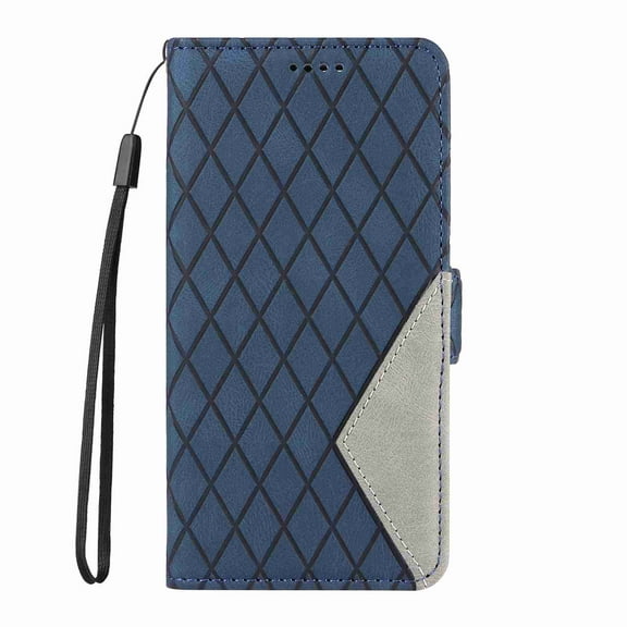 Dteck for Samsung Galaxy A32 4G Case with Wrist Strap, Shockproof Splicing Luxury PU Leather Flip Wallet Magnetic Kickstand Money Pouch Folio TPU Bumper Protective Cover, blue
