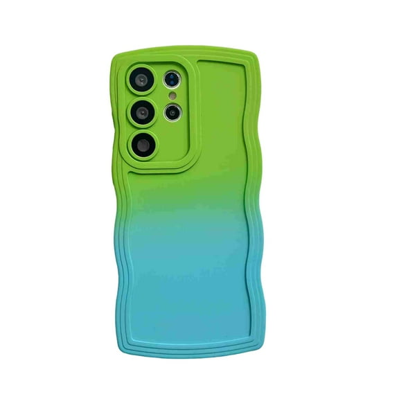 Dteck for Samsung Galaxy A32 5G Phone Case, Cute Gradient Color Curly Wave Frame Camera Lens Cover Protective Shockproof Bumper Soft Silicone Phone Cover, A