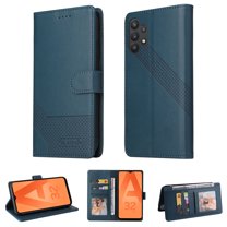 Dteck Samsung Galaxy A32 Wallet Case 5G, Luxury Credit Card Slot Stand Slim Premium PU Leather & Soft TPU Back Shockproof Flip Folio Book Magnetic Cover For Samsung Galaxy A32 5G,
Blue