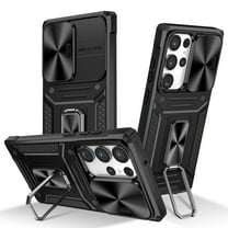 Dteck for Samsung Galaxy A33 5G Case with Slide Camera Lens Cover, Military Grade Drop Protection Magnetic Ring Holder Kickstand Protective Phone Case,Black