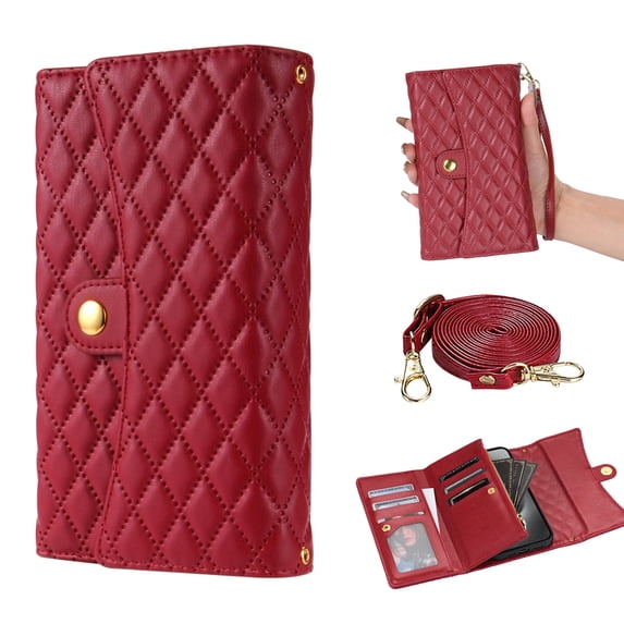 Dteck for Samsung Galaxy A33 5G Case Wallet for Women Men with Card Holder,Galaxy A33 5G Crossbody Case with Strap Shoulder Lanyard,Zipper Pocket PU Leather Cases for Samsung A33 5G,Red