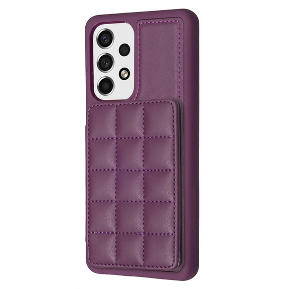 Dteck for Samsung Galaxy A34 5G Card Holder Back Case with Pockets, Premium PU Leather ID Cash Credit Slots Magnetic Kickstand Flip Folio Slim Hard Protective Cover, darkpurple