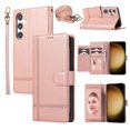 thumbnail image 1 of Dteck for Samsung Galaxy A34 5G Case with Shoulder/Wrist Strap,Magnetic Leather Case Card Slots Wallet with Mirror Shockproof TPU Kickstand Cover for Galaxy A34 5G,Rosegold, 1 of 8