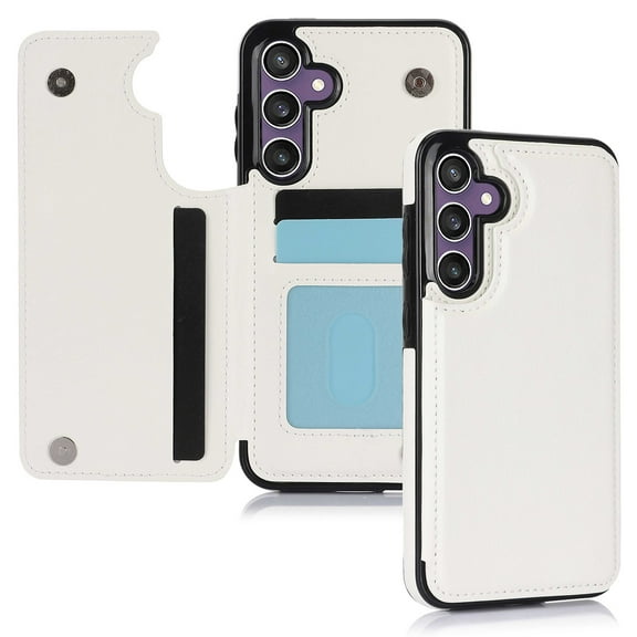 Dteck for Samsung Galaxy A35 Case with Card Holder,Magnetic Back Flip Case for Samsung Galaxy A35 Wallet Case for Women,Protective Case Phone Case for Samsung Galaxy A35 5G,White