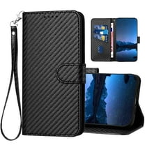 Dteck for Samsung Galaxy A35 Case with Card Holder and Wrist Strap Magnetic Closure Carbon Fiber Pattern PU Leather Wallet Flip Cover for Samsung Galaxy A35 5G,Black