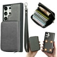 thumbnail image 1 of Dteck for Samsung Galaxy A35 Case Detachable Wallet Case with 11-Card Holder,2 in 1 PU Leather Zipper Purse with Wristlet for Women Men,Durable Shockproof Phone Cover for Galaxy A35 5G,Gray, 1 of 6