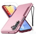 thumbnail image 1 of Dteck for Samsung Galaxy A36 5G Case with HD Screen Protector + Wrist Strap + Phone Tether Tab, Heavy Duty Shockproof Rugged Protective Phone Cover for Samsung A36 5G,Pink+Rose, 1 of 8