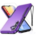 thumbnail image 1 of Dteck for Samsung Galaxy A36 5G Case with HD Screen Protector + Wrist Strap + Phone Tether Tab, Heavy Duty Shockproof Rugged Protective Phone Cover for Samsung A36 5G,Purple+Black, 1 of 8
