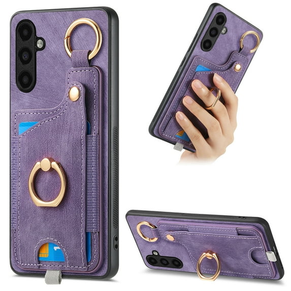 Dteck for Samsung Galaxy A36 5G Wallet Case, A36 5G Case with Card Holder RFID Blocking PU Leather Cover 360°Rotation Ring Kickstand Protective Bumper Designed for Women Men for Galaxy A36 5G,Purple