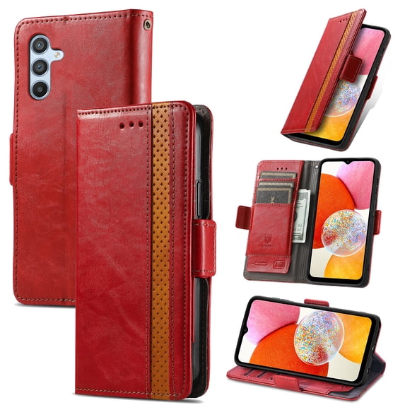 Dteck for Samsung Galaxy A36 5G Wallet Case, Magnetic PU Leather Flip Folio Case with Card Holders RFID Blocking Kickstand Shockproof TPU Inner Shell Phone Case, Red
