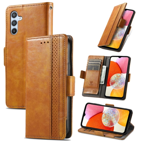 Dteck for Samsung Galaxy A36 5G Wallet Case, Magnetic PU Leather Flip Folio Case with Card Holders RFID Blocking Kickstand Shockproof TPU Inner Shell Phone Case, Lightbrown