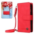 thumbnail image 1 of Dteck for Samsung Galaxy A51 4G Wallet Case with Card Holder, Soft PU Leather Handbag Purse Zipper Pocket Card Holder Wallet for Women Men, Crossbody Wallet Phone Case with Strap, Red, 1 of 7