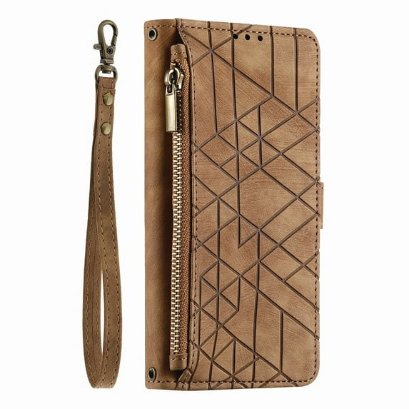 Dteck for Samsung Galaxy A51 5G Wallet Case, PU Leather Magnetic Flip Case with Lanyard Strap Wristlet Zipper Card Holder for Samsung Galaxy A51 5G,Brown