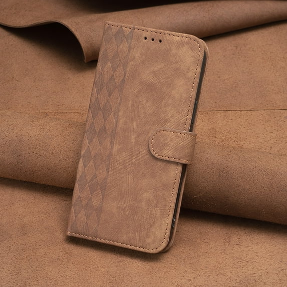 Dteck for Samsung Galaxy A51 Wallet Case, Grid Embossed Design Soft PU Leather Flip Folio Case with Card Holders Kickstand Shockproof TPU Inner Shell Phone Cover for Galaxy A51 4G,Brown