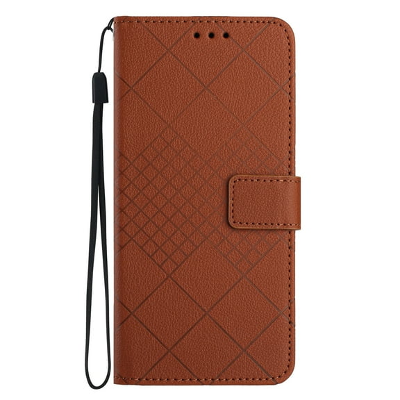 Dteck for Samsung Galaxy A52 5G Magnetic Case, Premium PU Leather Folio Flip Wallet Case with Card Holder Cash Slot Lanyard Strap Kickstand Function Embossed Pattern Slim Shockproof Cover, brown