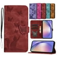 thumbnail image 1 of Dteck for Samsung Galaxy A52 5G Wallet Case, Embossed Butterfly Cute Cat Soft PU Leather Folio Flip Shockproof Protective Credit Card Slots Holder Cover for Samsung A52 5G,Winered, 1 of 6