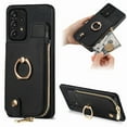 thumbnail image 1 of Dteck for Samsung Galaxy A52 5G Zipper Wallet Case, Shockproof with Card Holders Flip Premium PU Leather Card Slots with 360°Rotation Ring Stand Protective Phone Cover, black, 1 of 1