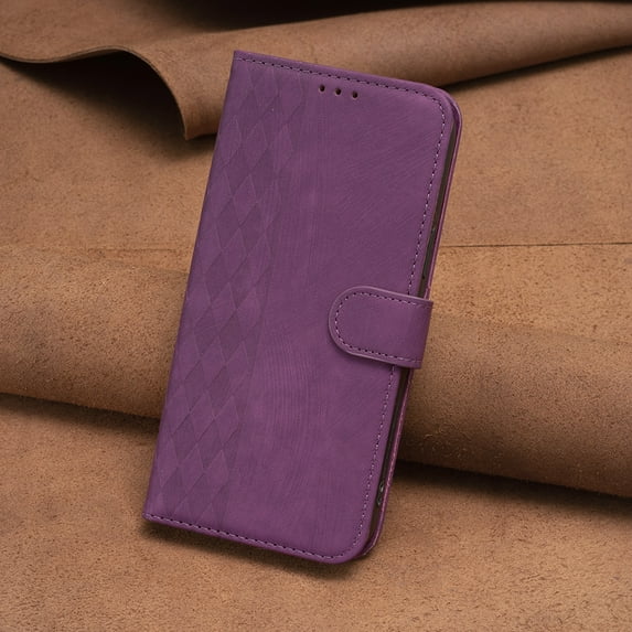 Dteck for Samsung Galaxy A52 Wallet Case, Grid Embossed Design Soft PU Leather Flip Folio Case with Card Holders Kickstand Shockproof TPU Inner Shell Phone Cover for Galaxy A52 5G/4G,Purple