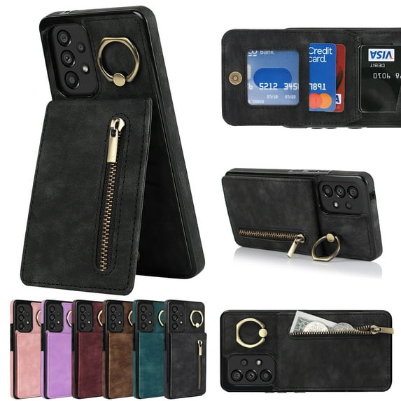 Dteck for Samsung Galaxy A53 5G Case with Card Holder,RFID Blocking PU Leather Galaxy A53 5G Wallet Case with Ring Kickstand,Magnetic Back Flip Case Slim Phone Cover for Samsung Galaxy A53 5G,Black