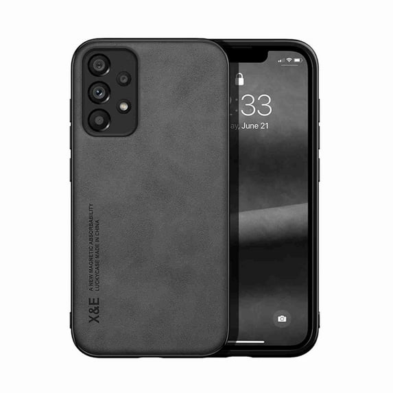 Dteck for Samsung Galaxy A53 5G Case, Shockproof Ultra Slim Protective Shock-Resistant Vintage Shell Hard Back Leather Flip Hybrid Cover for Samsung Galaxy A53 5G 6.5 Inch, Darkgray