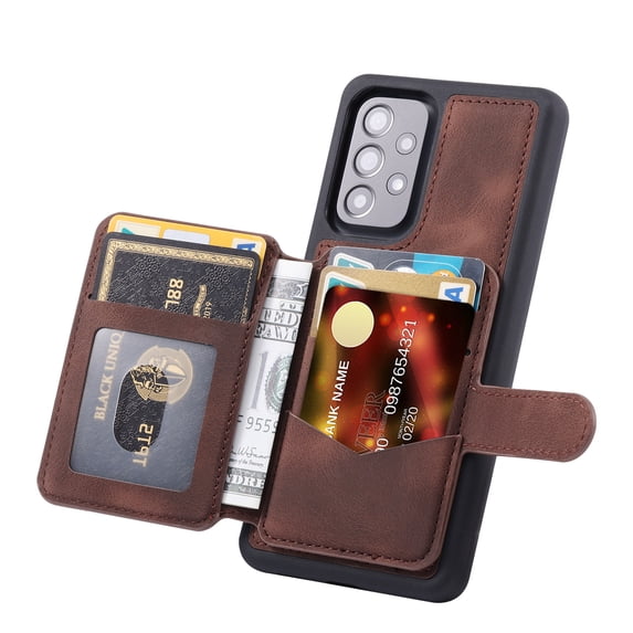 Dteck for Samsung Galaxy A53 5G Wallet Case with Card Holder, Premium Matte PU Leather Kickstand Card Slots, Magnetic Clasp and Durable Shockproof Cover for Samsung Galaxy A53 5G,Coffee
