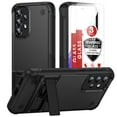 thumbnail image 1 of Dteck for Samsung Galaxy A53 Case with Screen Protector Glass 3 Pack, Heavy Duty Hybrid Shockproof Rugged Case with Built-in Kickstand for Samsung Galaxy A53 5G,Black, 1 of 7