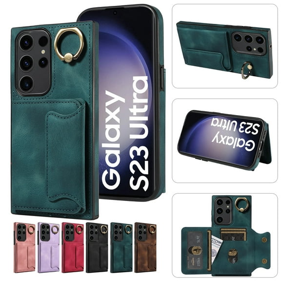 Dteck for Samsung Galaxy A54 5G Case with Card Holder, Retro PU Leather Wallet Case with Rotating Ring Kickstand, Slim Back Protective Cover Case for Samsung Galaxy A54 5G,Green
