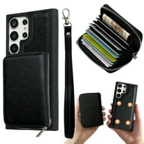 Dteck for Samsung Galaxy A54 5G Case Detachable Wallet Case with 11-Card Holder,2 in 1 PU Leather Zipper Purse with Wristlet for Women Men,Durable Shockproof Phone Cover for Galaxy A54 5G,Black