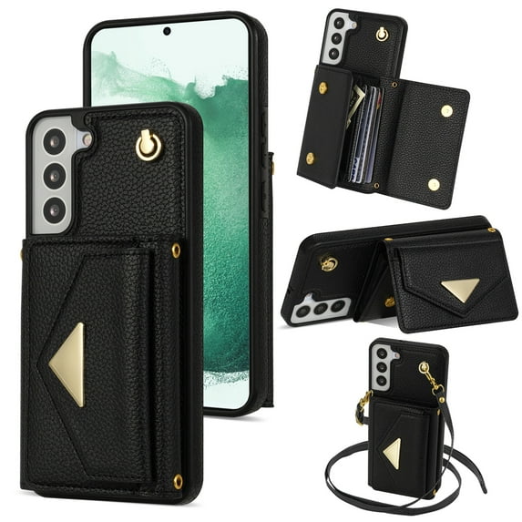 Dteck for Samsung Galaxy A54 5G Wallet Case with Crossbody Lanyard, PU Leather Card Holder Purse Shockproof Phone Cover for Samsung Galaxy A54 5G,Black