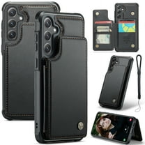 Dteck for Samsung Galaxy A56 5G Wallet Case with Card Holder & Wrist Strap, RFID Blocking Credit Slots Kickstand Shockproof Phone Cover for Women Men,Black